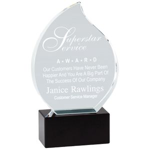 7-1/2 INCH HEIGHT OPTICAL CRYSTAL FLAME AWARD
