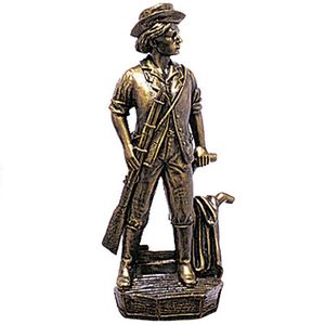 7-1/2 INCH MINUTEMAN FIGURE, ANTIQUE BRASS
