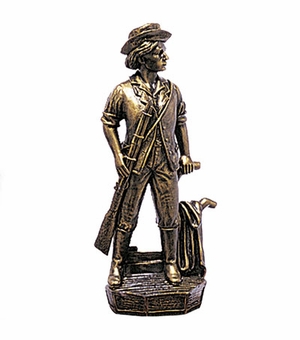 7-1/2 INCH MINUTEMAN FIGURE, ANTIQUE BRASS