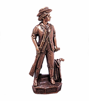 7-1/2 INCH MINUTEMAN FIGURE, ANTIQUE BRONZE