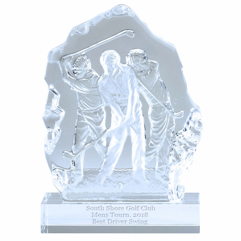 7-1/2 INCH SCULPTED MALE GOLFER GLASS AWARD