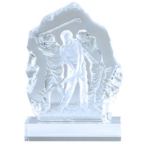 7-1/2 INCH SCULPTED MALE GOLFER GLASS AWARD