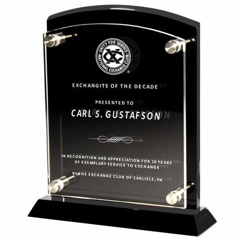 7-1/2 x 10 IN BLACK PIANO FINISH PLAQUE STAND WITH RAISED ACRYLIC PLATE