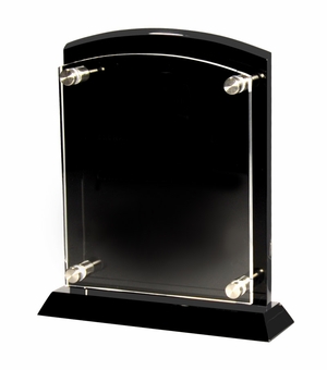 7-1/2 x 10 IN BLACK PIANO FINISH PLAQUE STAND WITH RAISED ACRYLIC PLATE