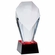 7-1/2 x 3 OPTICAL RED TINT CRYSTAL SLANTED TOWER AWARD ON BLACK BASE