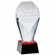 7-1/2 x 3 OPTICAL RED TINT CRYSTAL SLANTED TOWER AWARD ON BLACK BASE