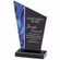 7-1/2 x 4-1/4 INCH ACRYLIC DECO PEAK AWARD WITH BLUE SWIRL REFLECTIVE BASE