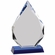 7-1/2 x 4-3/4 ARROWHEAD OPTICAL CRYSTAL AWARD ON BLUE CRYSTAL BASE