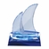 7-1/2 X 5-3/4 INCH BLUE OPTICAL SAILBOAT CRYSTAL SHAPE WITH BLUE TRIM
