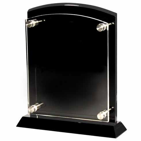 7-1/2 x 8-1/2 IN BLACK PIANO FINISH PLAQUE STAND WITH RAISED ACRYLIC PLATE