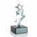 7-1/4" DIE CAST METAL TRIPLE SHOOTING STAR TROPHY POLISHED SILVER