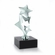 7-1/4" DIE CAST METAL TRIPLE SHOOTING STAR TROPHY POLISHED SILVER