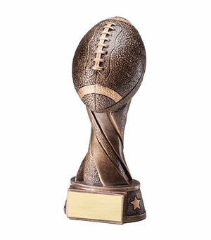 7-1/4 INCH ANTIQUE BRONZE RESIN FOOTBALL TROPHY