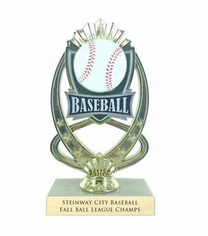 7-1/4 INCH FULL COLOR MODELED BASEBALL TROPHY ON MARBLE BASE
