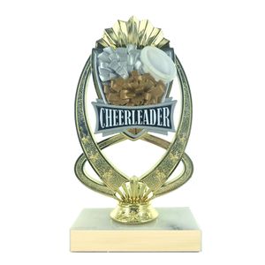 7-1/4 INCH FULL COLOR MODELED CHEERLEADING TROPHY ON MARBLE BASE