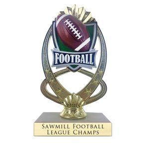 7-1/4 INCH FULL COLOR MODELED FOOTBALL TROPHY ON MARBLE BASE