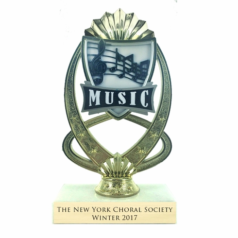 7-1/4 INCH FULL COLOR MODELED MUSIC TROPHY ON MARBLE BASE