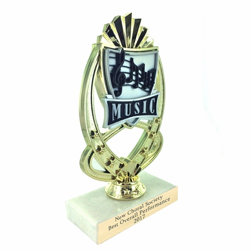 7-1/4 INCH FULL COLOR MODELED MUSIC TROPHY ON MARBLE BASE