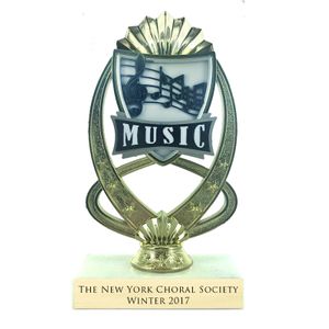 7-1/4 INCH FULL COLOR MODELED MUSIC TROPHY ON MARBLE BASE