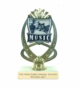 7-1/4 INCH FULL COLOR MODELED MUSIC TROPHY ON MARBLE BASE