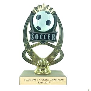 7-1/4 INCH FULL COLOR MODELED SOCCER TROPHY ON MARBLE BASE