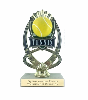 7-1/4 INCH FULL COLOR MODELED TENNIS TROPHY ON MARBLE BASE