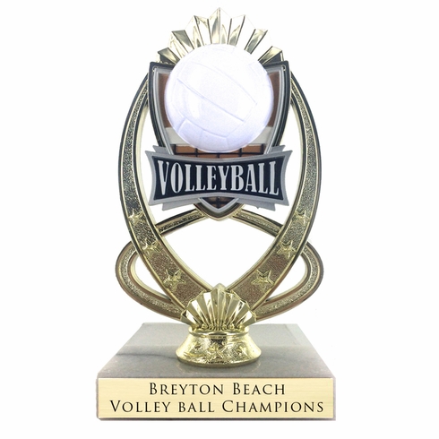 7-1/4 INCH FULL COLOR MODELED VOLLEYBALL TROPHY ON MARBLE BASE