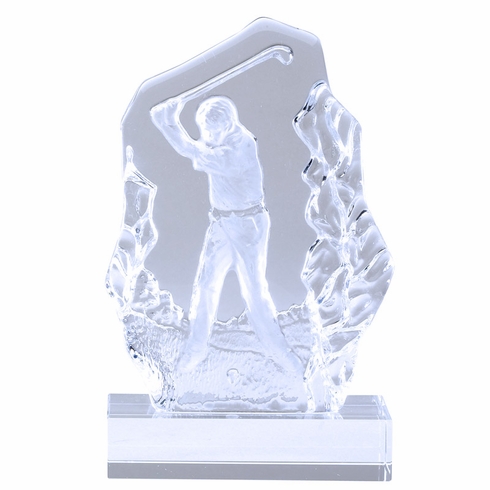 7-1/4 INCH SCULPTED MALE GOLFER GLASS AWARD