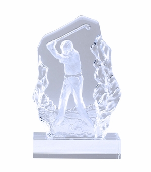 7-1/4 INCH SCULPTED MALE GOLFER GLASS AWARD