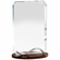 7-1/4 x 4-3/4 INCH OPTICAL CRYSTAL RECTANGLE AWARD WITH BEVELED EDGES ON WOOD GRAIN BASE