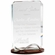 7-1/4 x 4-3/4 INCH OPTICAL CRYSTAL RECTANGLE AWARD WITH BEVELED EDGES ON WOOD GRAIN BASE