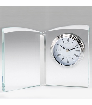 7-1/4 X 5-1/4 INCH OPTICAL CRYSTAL BUTTERFLY DESK CLOCK QUARTZ MOVEMENT