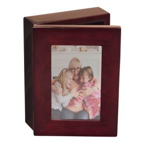 7-1/4 x 5-1/4 x 2-1/2 INCH ROSEWOOD PIANO FINISH PHOTO KEEPSAKE BOX