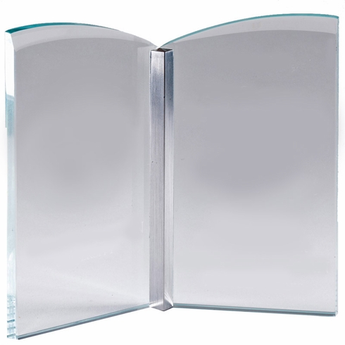 7-1/4 X 6-1/2 INCH OPTICAL CRYSTAL OPEN BOOK AWARD