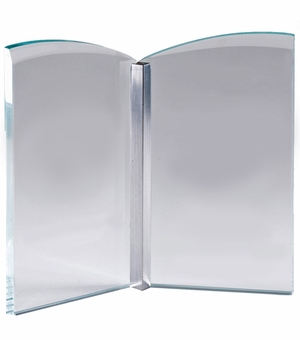 7-1/4 X 6-1/2 INCH OPTICAL CRYSTAL OPEN BOOK AWARD