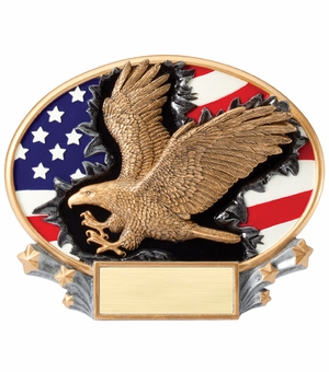7-1/4"x 6" PAINTED RESIN AMERICAN FLAG WITH EAGLE