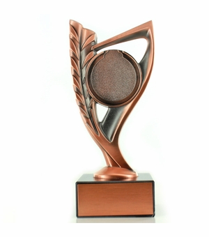 7-3/4" BRIGHT DIE CAST METAL WREATH RISER TROPHY HOLDS 2" MEDALLION INSERT ON BLACK MARBLE BASE
