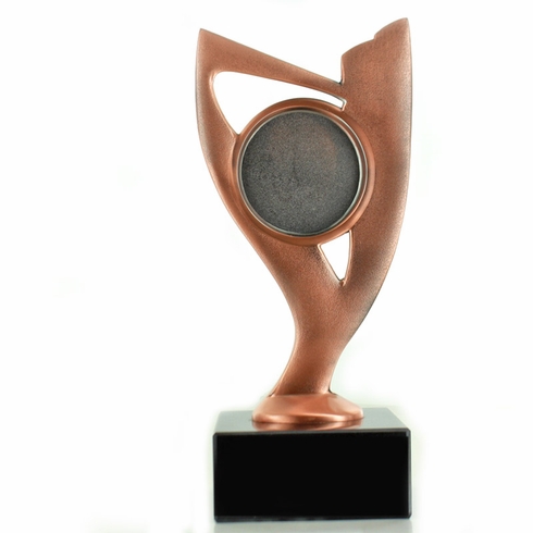 7-3/4" BRIGHT DIE CAST METAL WREATH RISER TROPHY HOLDS 2" MEDALLION INSERT ON BLACK MARBLE BASE