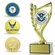 7-3/4" BRIGHT DIE CAST METAL WREATH RISER TROPHY HOLDS 2" MEDALLION INSERT ON BLACK MARBLE BASE