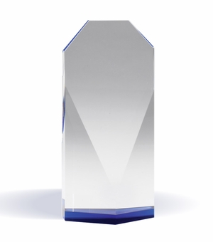 7-3/4 INCH BEVELED CRYSTAL TOWER BLUE BASE