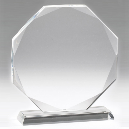 7-3/4 INCH CRYSTAL 8 SIDED OCTAGON AWARD 