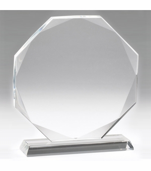 7-3/4 INCH CRYSTAL 8 SIDED OCTAGON AWARD 