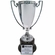 7-3/4 INCH HEIGHT DIE CAST SILVER METAL CUP TROPHY ON BLACK BASE