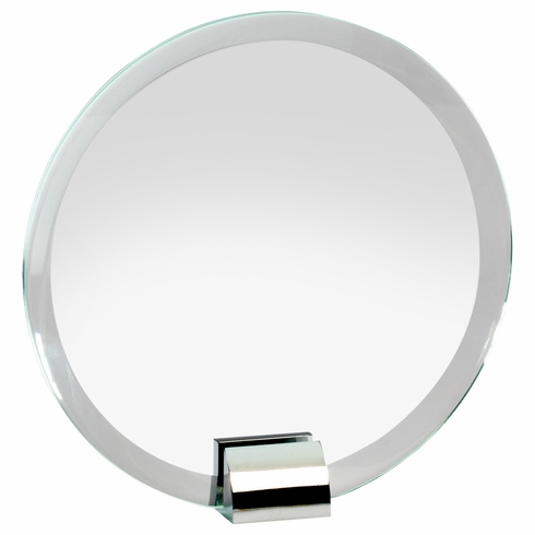7-3/4 INCH OPTICAL CRYSTAL CIRCLE AWARD ON POLISHED SILVER METAL BASE