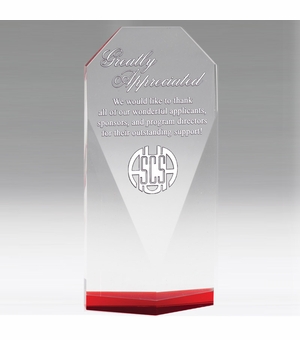 7-3/4 INCH THICK BEVELED CRYSTAL TOWER RED BASE
