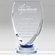 7-3/4 X 4 INCH OPTICAL CRYSTAL SHIELD AWARD WITH 3 RINGS BASE BLUE TINT