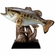 7-3/4" x 5-1/2" FULL COLOR BASS FISH TROPHY IN THE AIR ON BLACK BASE