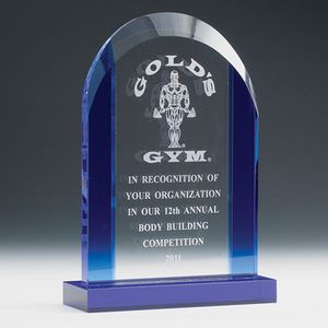 7-3/4 X 5 INCH ROMAN ARCH CRYSTAL WITH BLUE EDGE