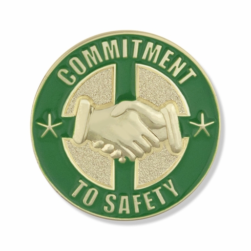 7/8 INCH COMMITMENT TO SAFETY LAPEL PIN IN DELUXE BLACK VELOUR PIN BOX