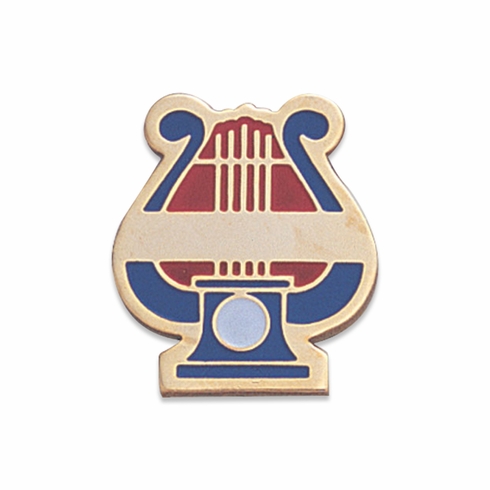 7/8 Inch Gold Music Lyre Enameled Lapel Pin